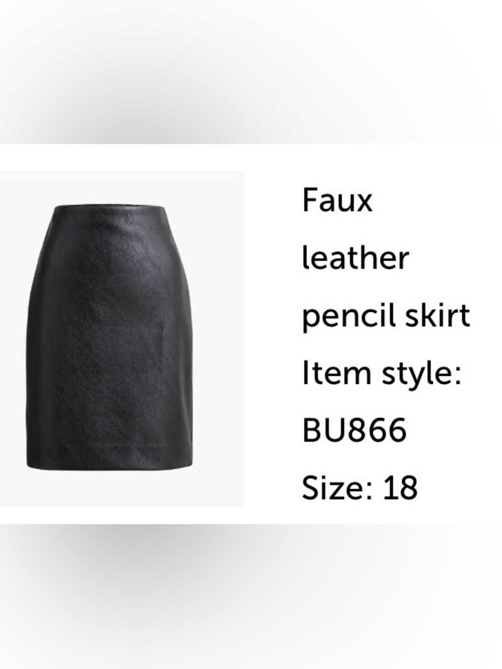 J. Crew Black Faux Leather Pencil Skirt